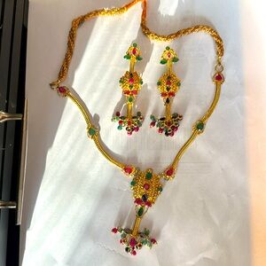 Gold Plated Necklace with earrings for women